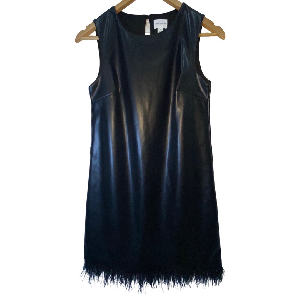 For Cynthia Black Sleeveless faux leather Mini Dress size‎ XS